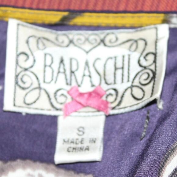 Baraschi Mixed Print Wrap Blouse | Red Yellow Navy Paisley | Size Small - Picture 4 of 4